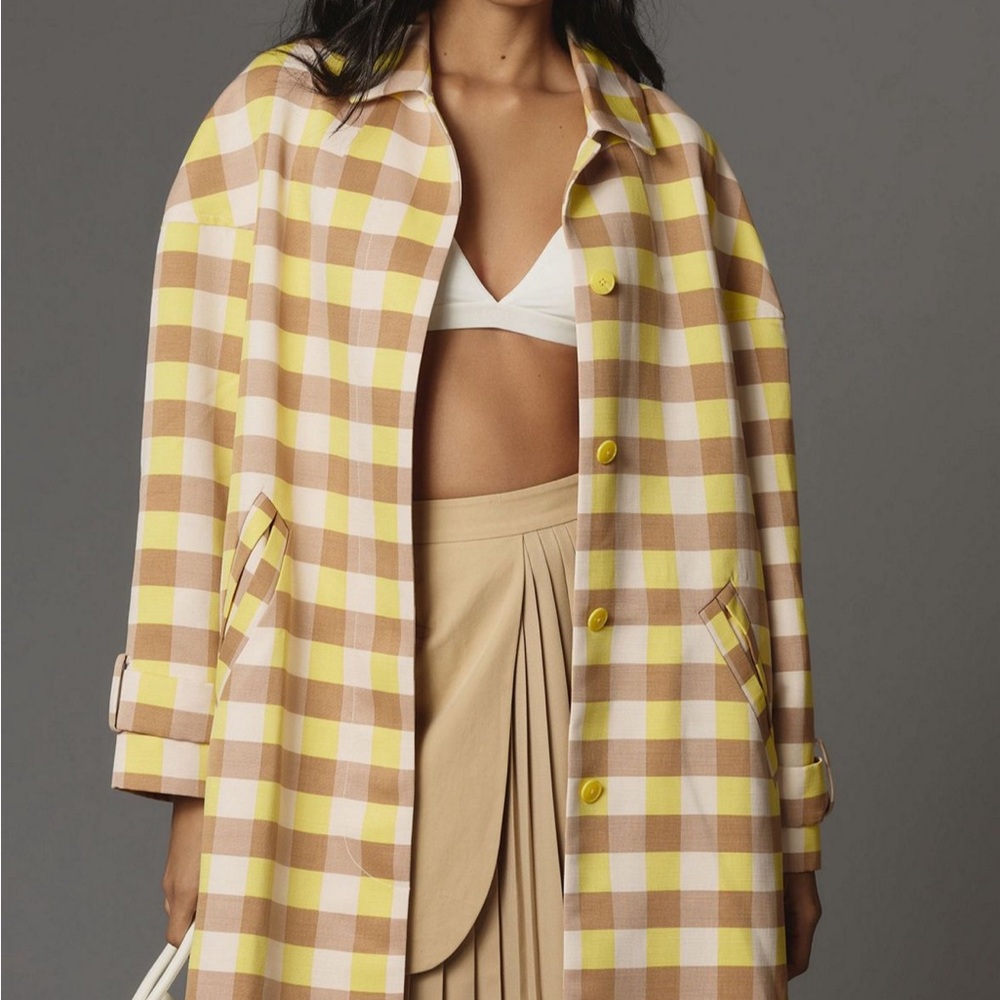 Maeve Oversized Gingham Swing Coat in Medium (Like New)
